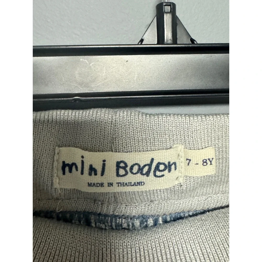 Mini Boden Girls Denim Skirt Blue Medium Wash Striped Waistband Size‎ 7-8Y 32351